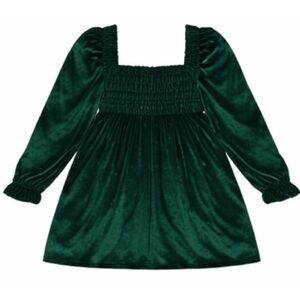 Girls Emerald Green Velvet Smocked Dress | Holiday | Size 5/6